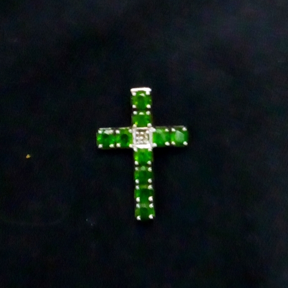 Emerald .925 silver cross pendant - Picture 1 of 1